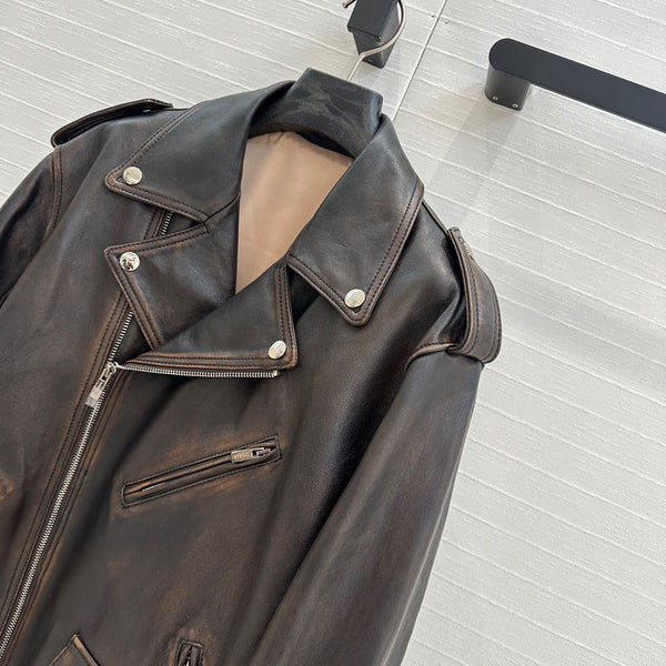 Miu Miu 25 Jacket Black Brown Sheepskin