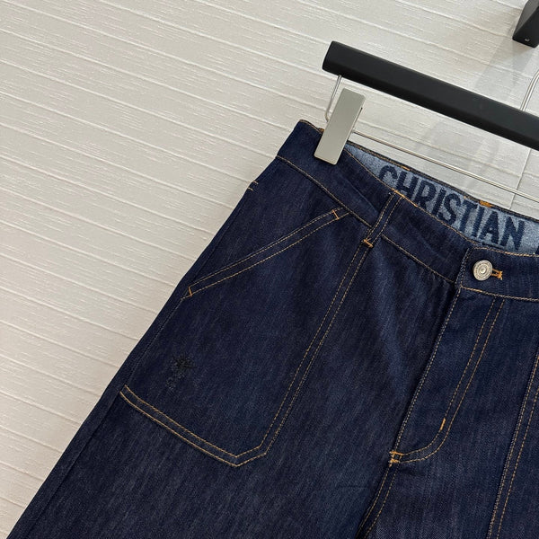 CD 25 Straight-leg Half-length Pants Blue Cotton