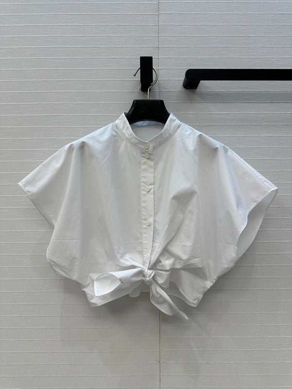 CD 25 Flying Sleeve Short Shirt White Cotton