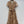 CD 25 Floral Print V-neck Long Skirt Beige mix Dark Brown Linen