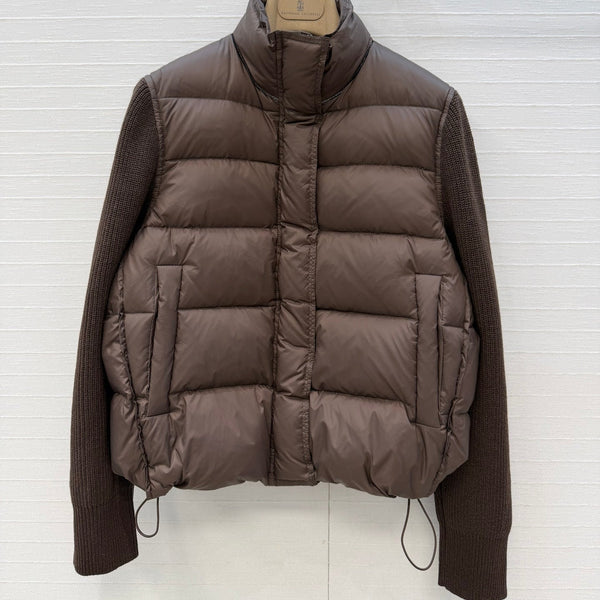 BC 26s Knit Sleeves Down Jacket Brown Nylon Wool 428570
