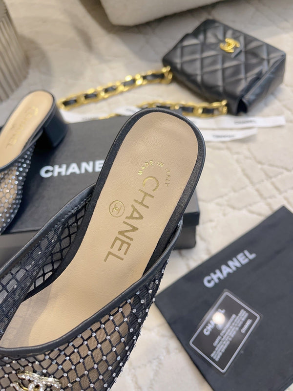 CC Mules 4.5cm Black Mesh 723800