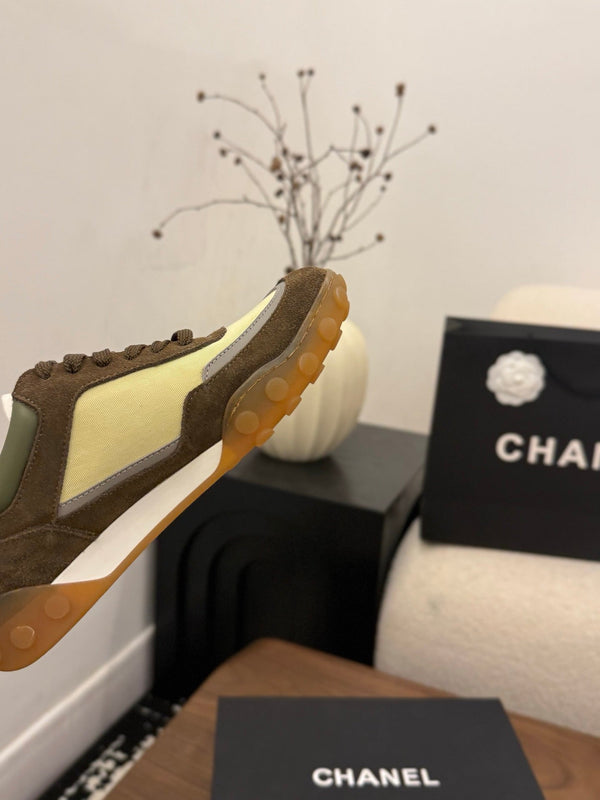 CC 2026 Sneaker Olive Yellow Fabric Suede Calfskin 676169