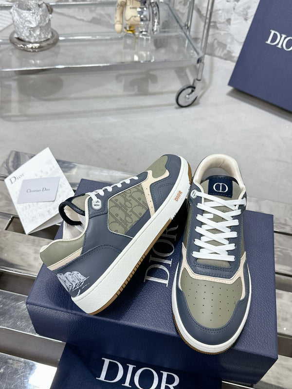 CD B27 Low-Top Sneaker 30mm In Charcoal Blue Monogram Calfskin 100787