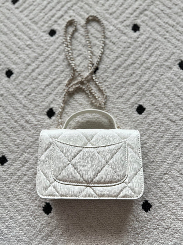 Chanel 2025 Trendy CC Wallet on Chain 19cm Bag White Caviar Leather 320292