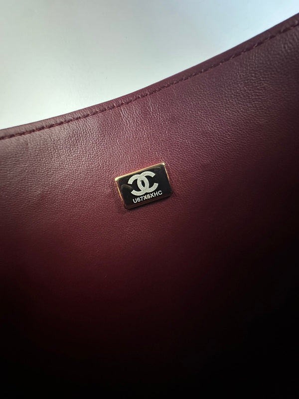CC Mini Shopping Wine 24cm Black Quited Lambskin 292268