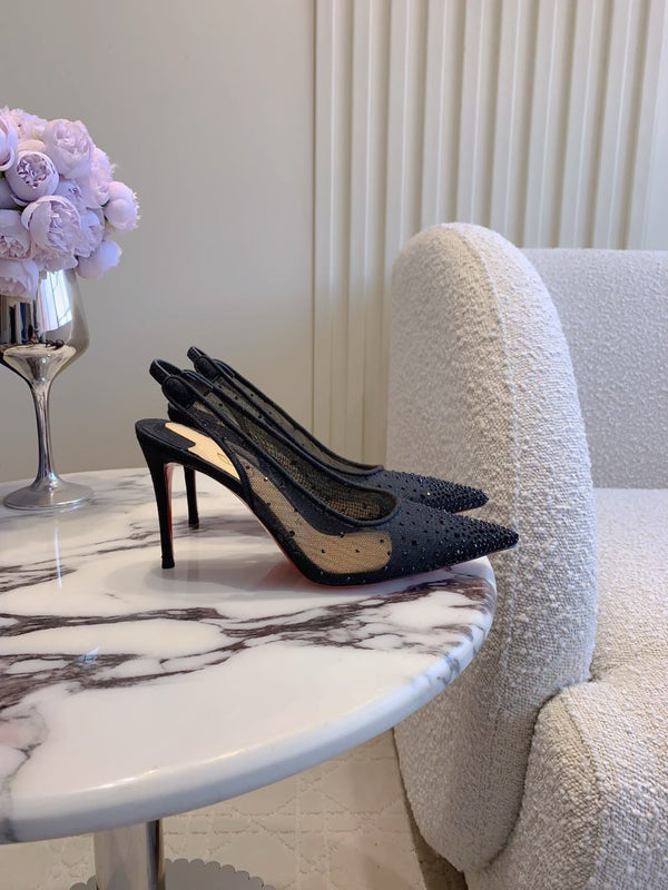 CL Follies Strass 85mm Black Mesh 177134