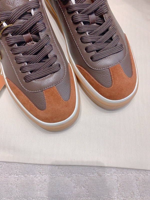 LP sneaker unisex style dark brown sheepskin mix suede 382663