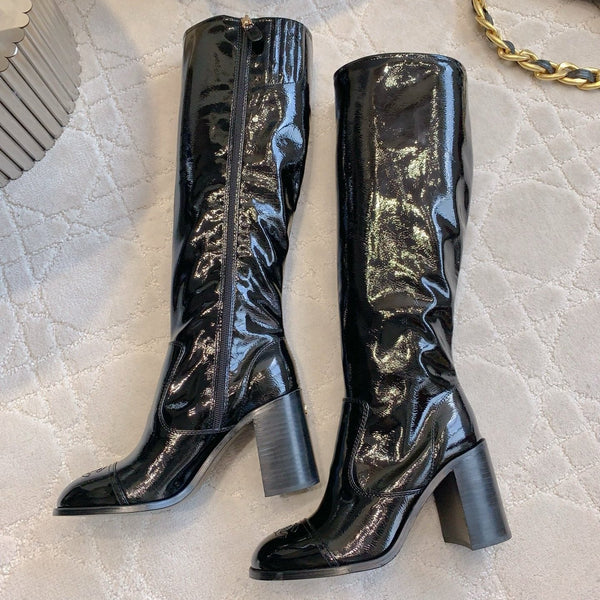 CC 25 Heeled Long Boot Black Patent Leather 516683