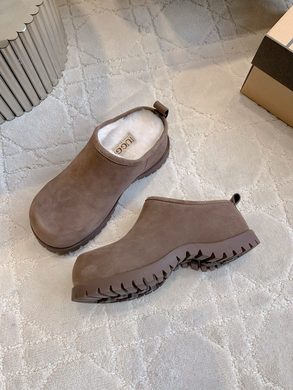 UGG Classic Ultra Mini Mule Reddish Brown Wool Suede Fleece Lining 516912