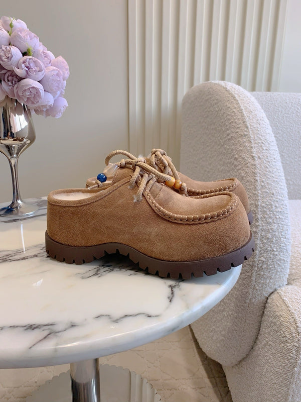 UGG Yupoo Loafers  Beige Wool Suede 516910