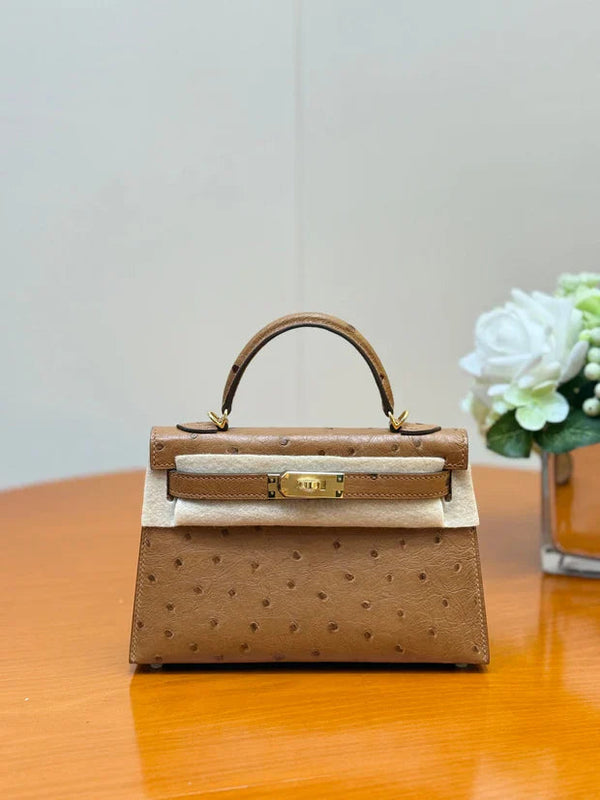 Hermes 2026 Mini Kelly Bag 19cm Ostrich Leather 284449