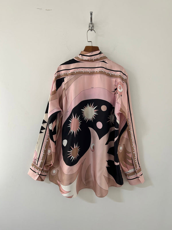 Pucci 26s Stella-Print Silk Shirt Light Pink Silk 391087