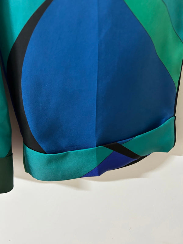 Pucci 26s Stella-Print Silk Pant Green Blue Silk 391095
