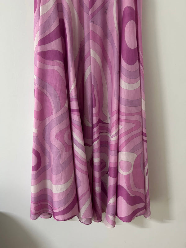Pucci 26s Stella-Print Silk Maxi Dress Hot Pink Silk 391092