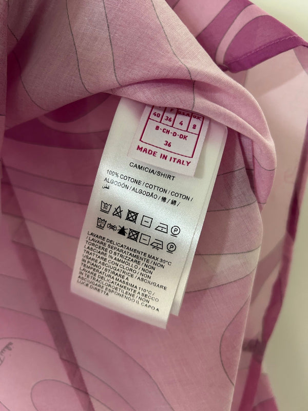 Pucci 26s Stella-Print Silk Shirt Hot Pink Silk 391091