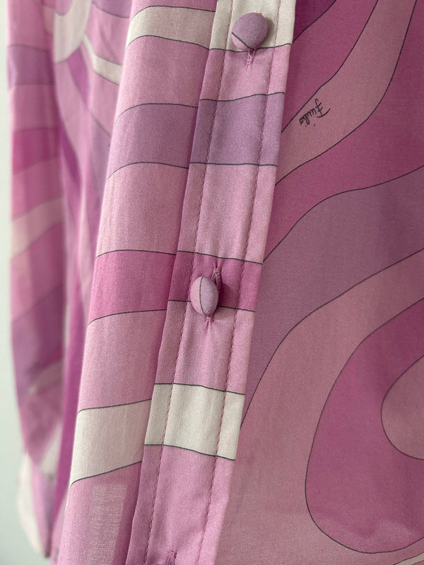 Pucci 26s Stella-Print Silk Shirt Hot Pink Silk 391091