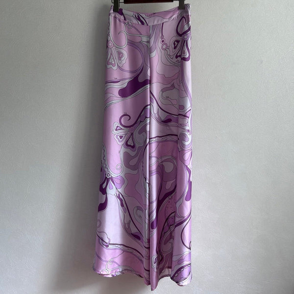 Pucci 26s Stella-Print Silk Pant Purple Silk 391066
