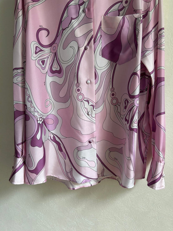 Pucci 26s Stella-Print Silk Shirt Purple Silk 391067