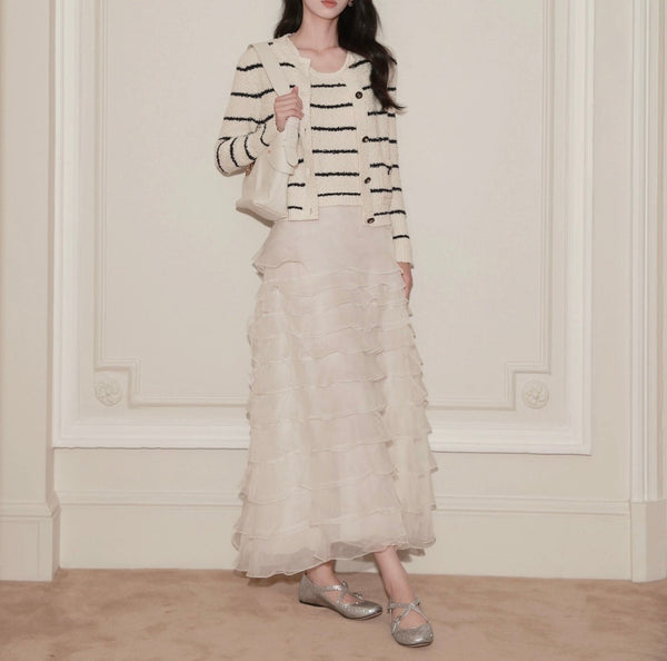 CD SS26 Mid-Length Ruffled Skirt Silk 351365