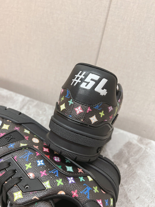 TRAINER SNEAKER IN BLACK MIX COLORFUL CALFSKIN