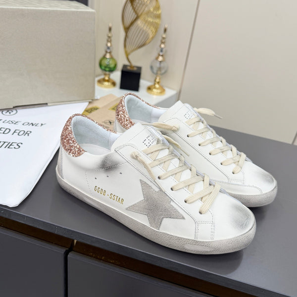 Golden Goose 26s Superstar Sneakers White Gold Pink Glitter Leather 735894
