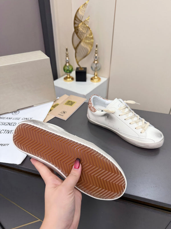 Golden Goose 26s Superstar Sneakers White Gold Pink Glitter Leather 735894