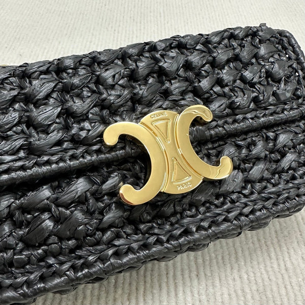 Celin Triomphe 20cm Black Raffia