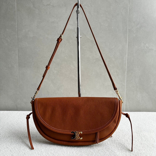 CL Halfmoon Triomphe Small Bag 25cm Brown Lambskin