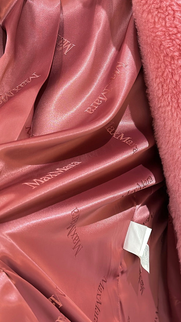 Max Mara Teddy Bear Icon Long Coat Hot Pink Alpaca Wool Silk 429220