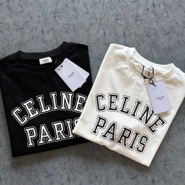 Celine SS26 Letter Print Short-Sleeve Tee Cotton 350456
