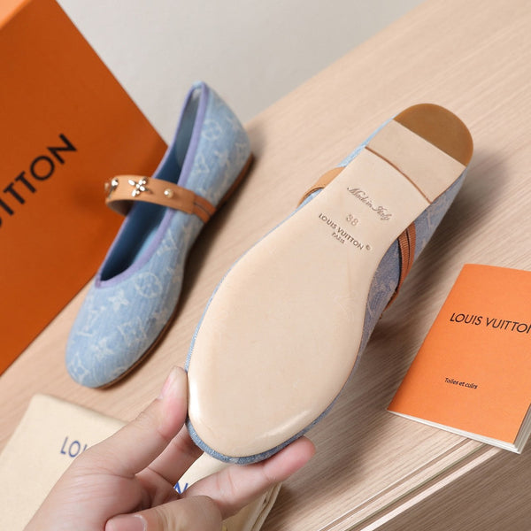 LV 25C Romy Flat Blue Pastel Monogram Denim Fabric With gold logo 218310