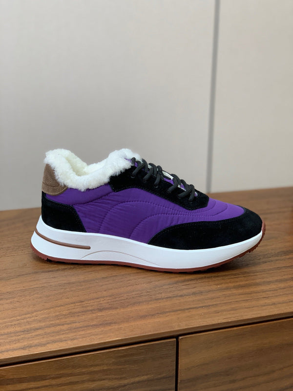 LP 26s Flexy Walk Sneakers 3cm Purple Black Suede Shearling 110919