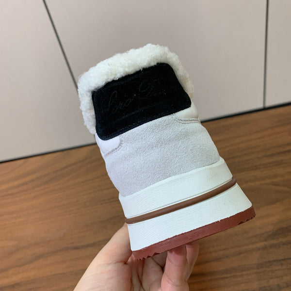 LP 26s Flexy Walk Sneakers 3cm White Suede Shearling 110922