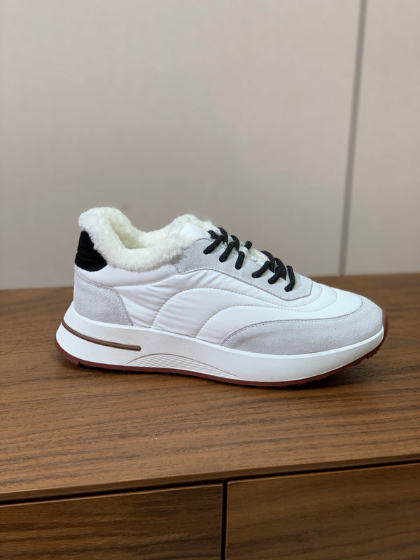 LP 26s Flexy Walk Sneakers 3cm White Suede Shearling 110922