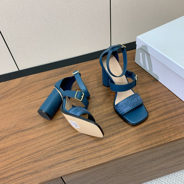 CD J'Adior High-Heel Sandals 8cm Blue Cowhide Canvas 793126