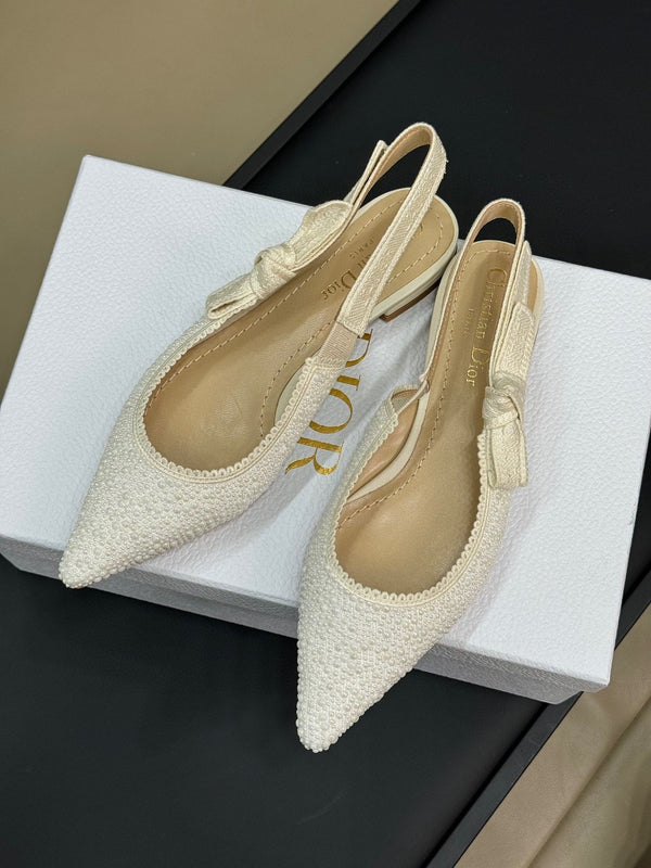 J'Adior Slingback White Cotton Microbeads