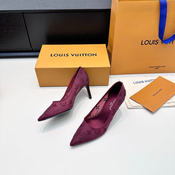 LV GALA High Heels Series Shoes 75mm Mulberry Mesh 542217