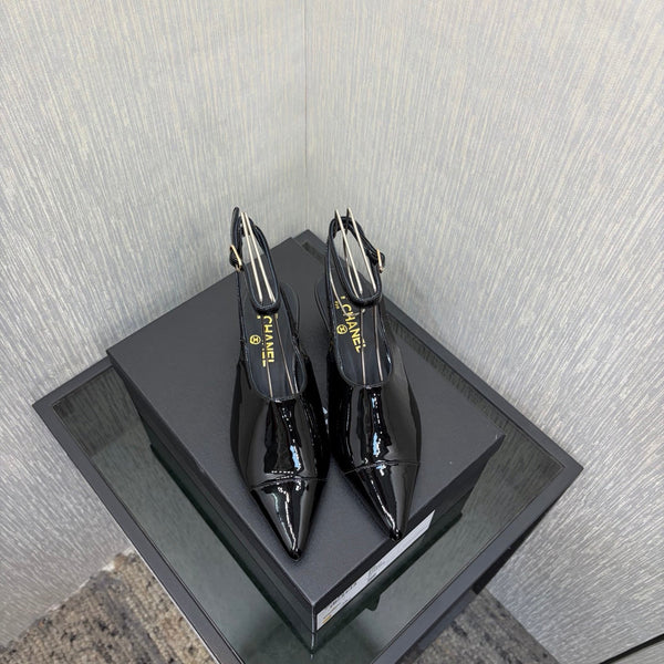 CC 2026 Slingback 4cm Black Patent Leather 688712