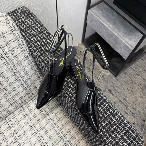 CC 2026 Slingback 4cm Black Patent Leather 688712
