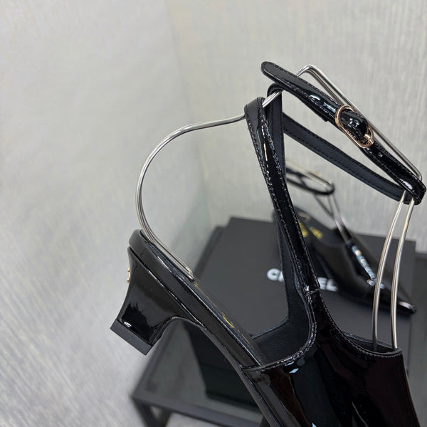CC 2026 Slingback 4cm Black Patent Leather 688712