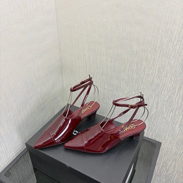 CC 2026 Slingback 4cm Burgundy Patent Leather 688714