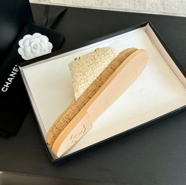 CC 25C Slippers Cream Satin Fabric 212978