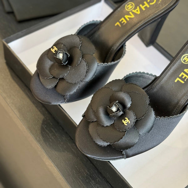 CC Mules 80mm Black Matte Fabric