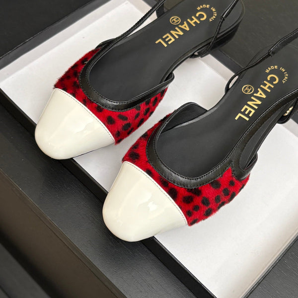 CC 26s Classic Slingback Flat Black Red White Horsehair Patent Leather 907631