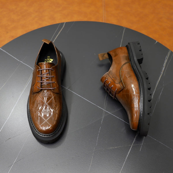 HM Men's Derby Shoes Brown Patent Leather 581372