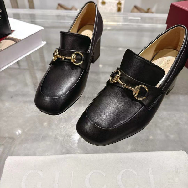GG Women's Loafer Pump 55mm Horsebit Black Soft Cowhide 502606
