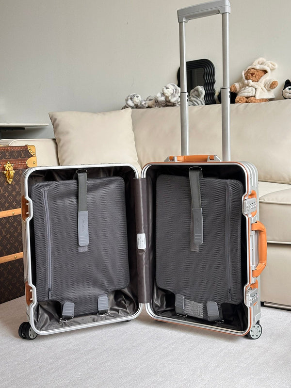 Rimowa 2025 Cabin Twist Suitcase 21inch Silver Brown Aluminum 273828