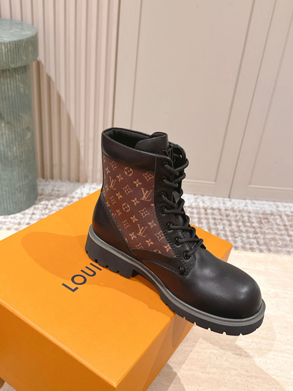 LV Boot Ranger Boots Black Brown Monogram Canvas & Cowhide 556605