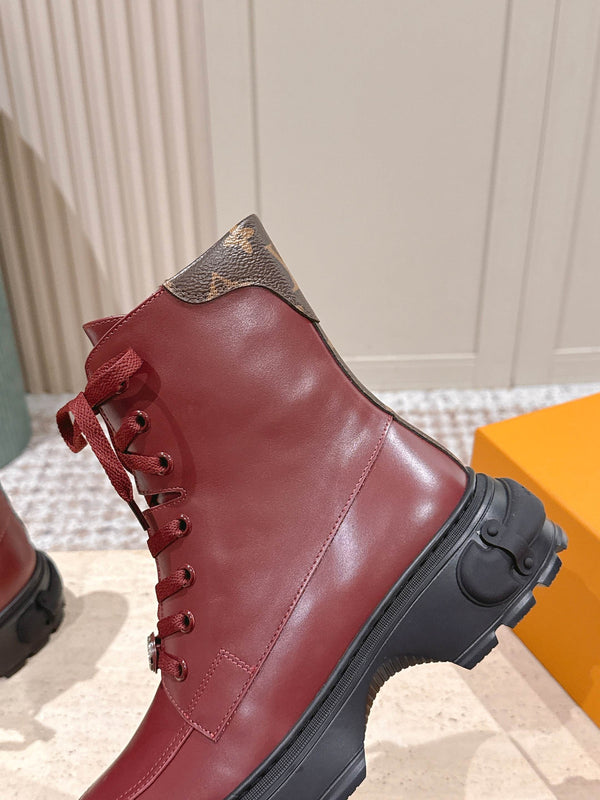 LV Squad Lace-up Ankle Boot 5cm Burgundy Cowhide 576972
